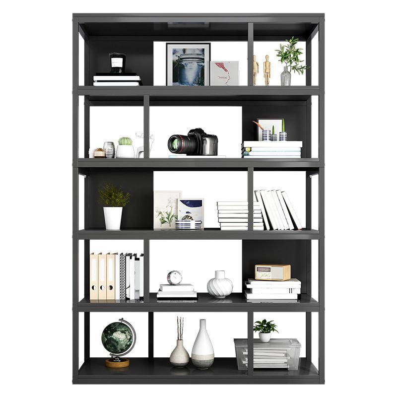 Vertical Metal Frame Etagere Bookshelf Manufactured Wood Shelf Bookcase for Living Room
