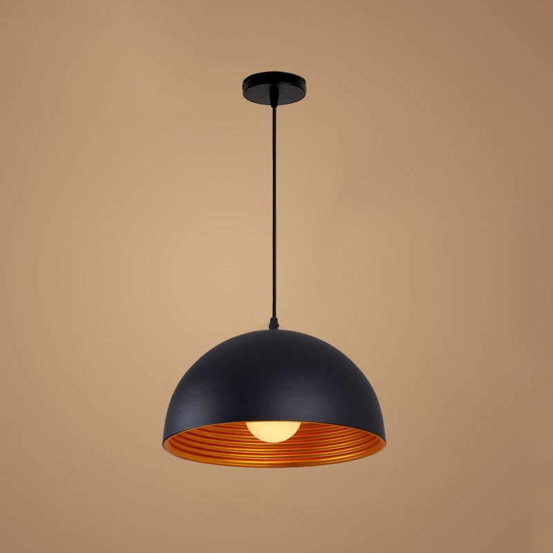 Black Bowl Industrial Pendant Light 1 Light Metal Pendant Lighting Fixtures