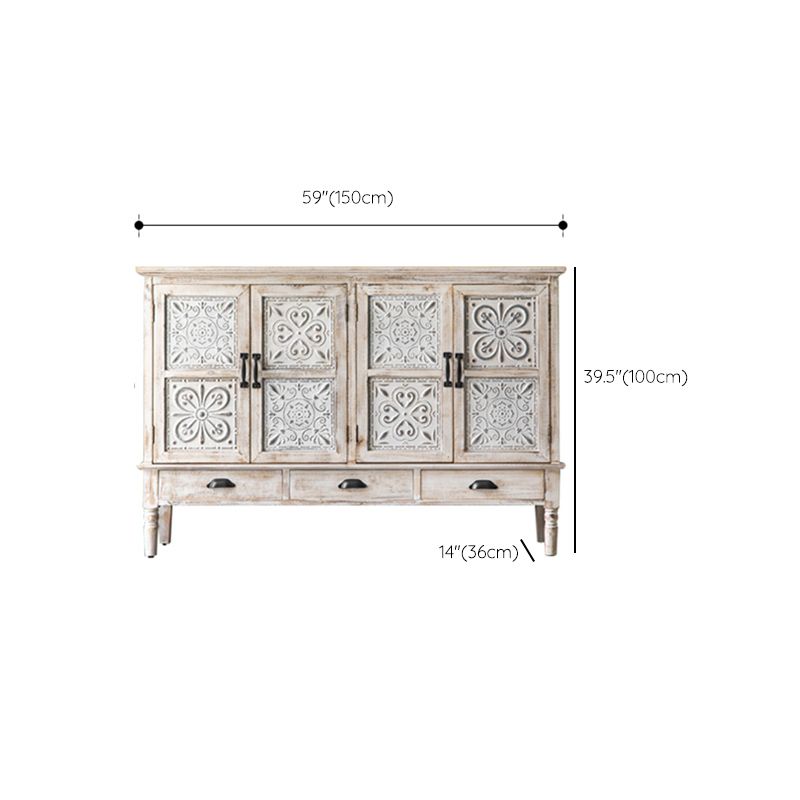 Industrial Rectangle Accent Cabinet Distressed Finish Fretwork Accent Cabinet
