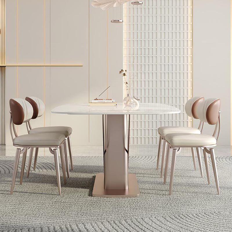 Nordic Sintered Stone Top Dining Set Rectangular 1/4/5/7/9 Pieces Dining Area Table Set