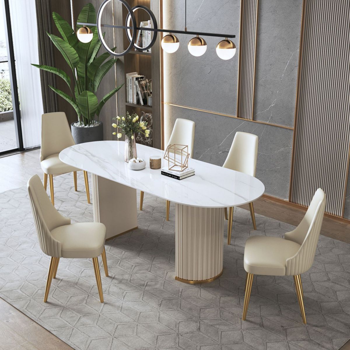 Glam 1/2/5/6/7/8 Pieces Dining Set Sintered Stone Dining Table Set