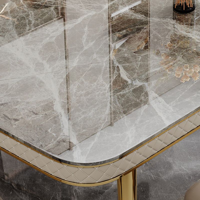Luxury Kitchen Dinner Table Stone Rectangle 4 Legs Dining Table