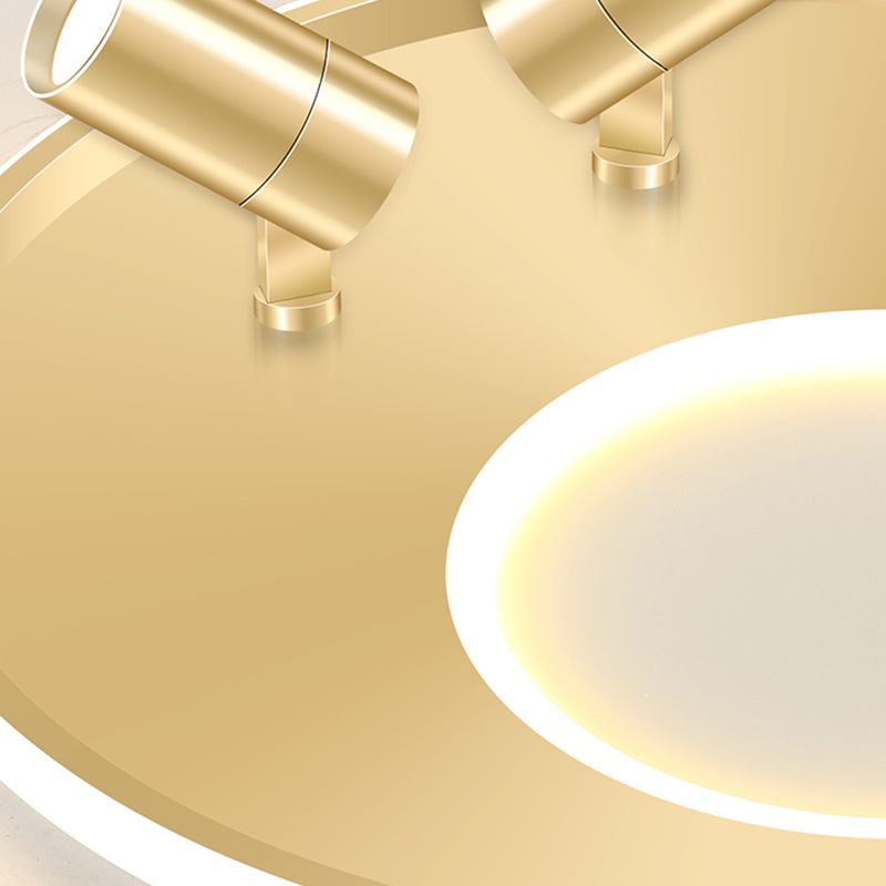 New Modern LED Flush Ceiling Lights Iron Circular Flush Mount Lamp with 2 Spotlights