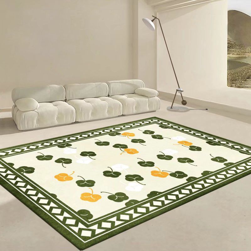 Apricot Curve Rug Polyester Simple Rug Non-Slip Backing Rug for Drawing Room