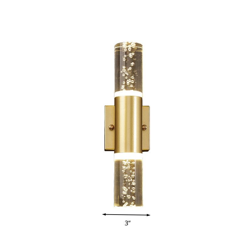 Bubble Crystal Gold Wall Light Cilinder 1/2/3 koppen Minimalistische LED -wandlamp voor de woonkamer