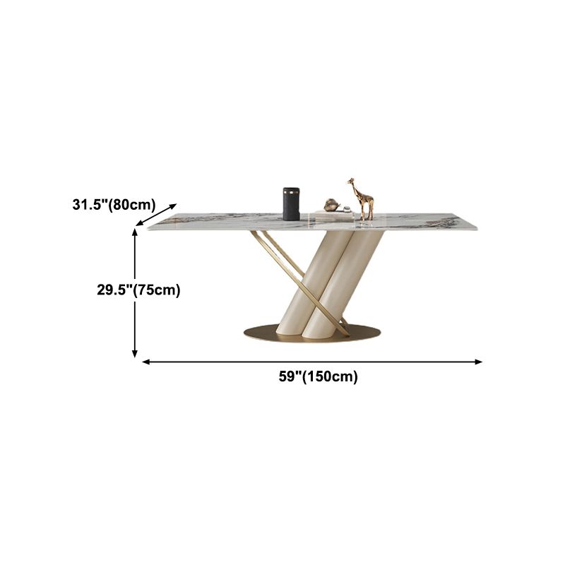 Rectangle Dining Site Table Traditional Luxury Table with Stainless Steel Base