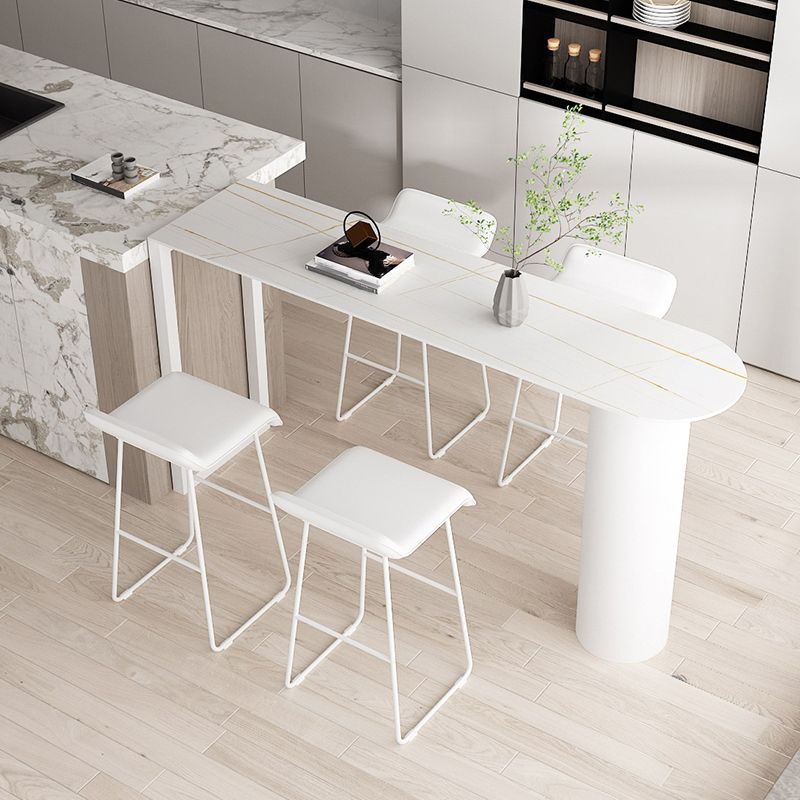 Stone Modern Indoor Bistro Bar Table Double Pedestal Bar Height Cocktail Table