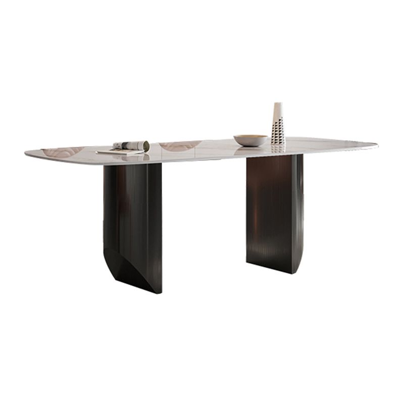 Luxury Double Pedestal Dining Table Sintered Stone Dining Room Desk