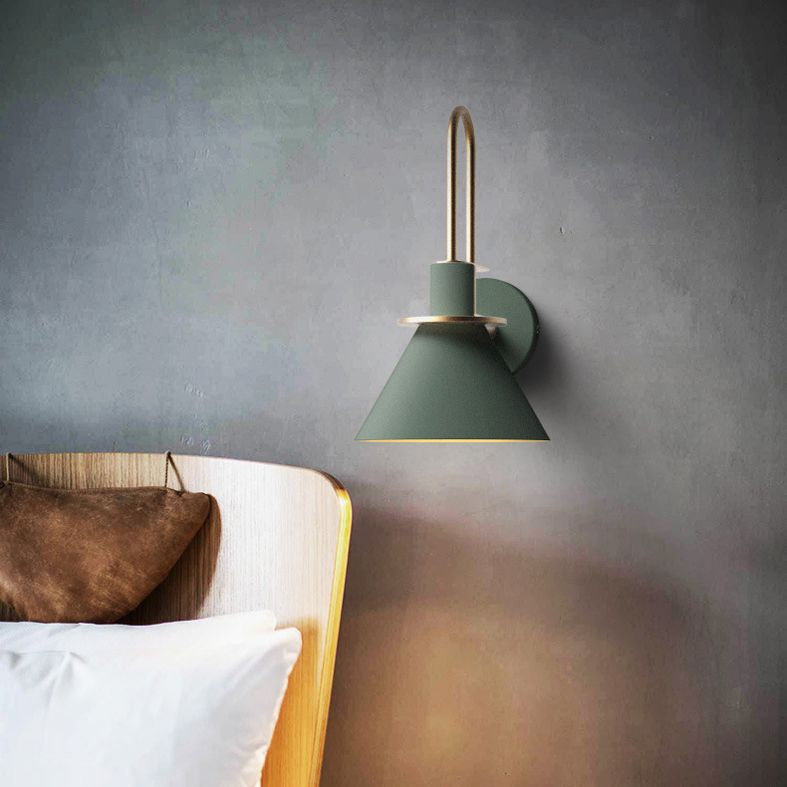 Conical Bedroom Wall Lighting Fixture Metal Minimalist-Style Wall Sconce Lighting
