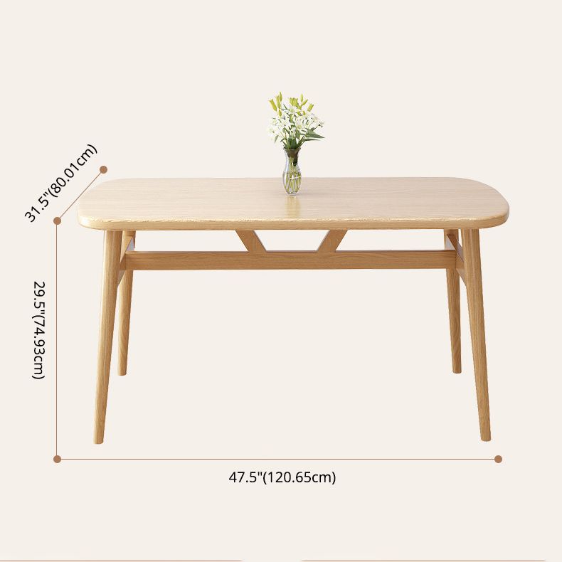 Contemporary Solid Wood Rectangle Shape Dining Furniture 4 Wood Legs Table for Kitchen