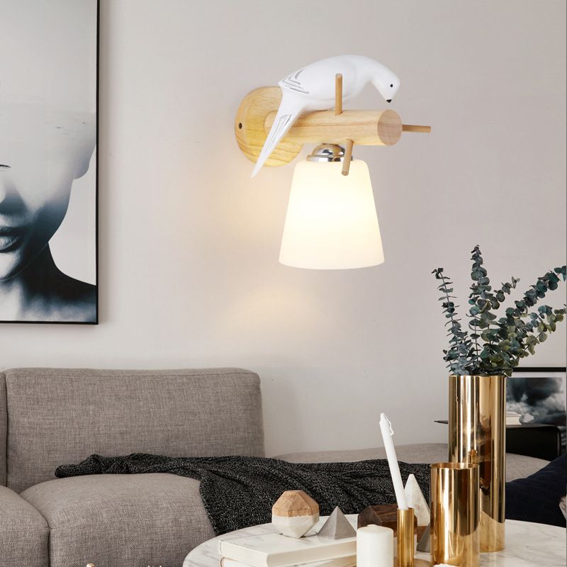 Lámpara montada en la pared de cono simplicidad posmoderna apliques de pared de madera para sala de estar