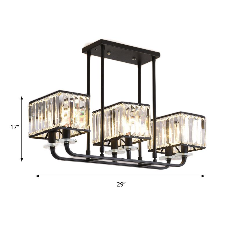Lampadella cubica Lumo Luce vintage Vintage Crystal Prismatic 6/8 Luci Black Hanging Light per soggiorno