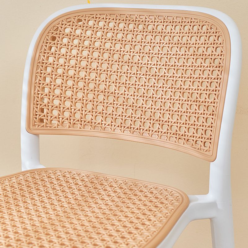 Contemporary Plastic Armless Bar Stool Square Seat with Plastic White and Black Frame