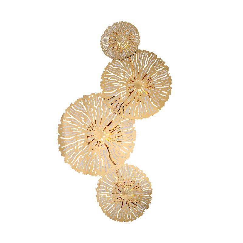 Artistic 4-Bulb Sconce Light Fixture Gold Lotus Leaf Wall Mount Lamp with Metal Shade