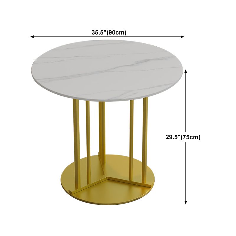 Metal Base Dining Table Glam Style White Stone Top Dining Table for Living Room