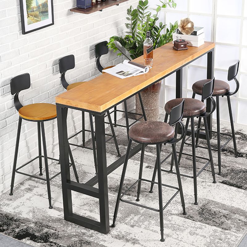 Rectangle Solid Wood Bistro Table Natural Bar Height Pub Table with Footrest