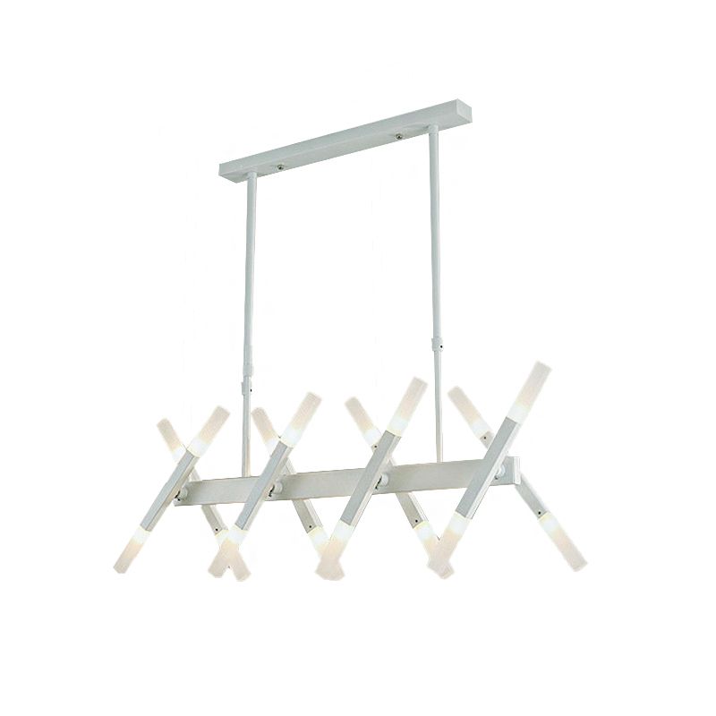 Acrylic Tube Island Pendant Modern 16/20 Lights Black/White/Gold Ceiling Pendant Light for Dining Room