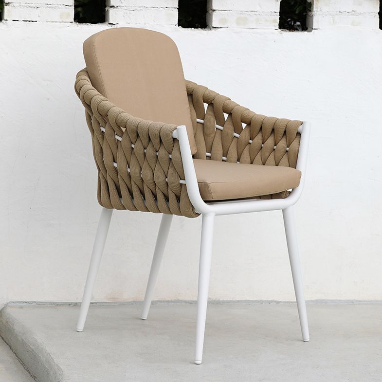 Contemporary Outdoors Dining Chairs with Removable Water Repellent Finish Cushion