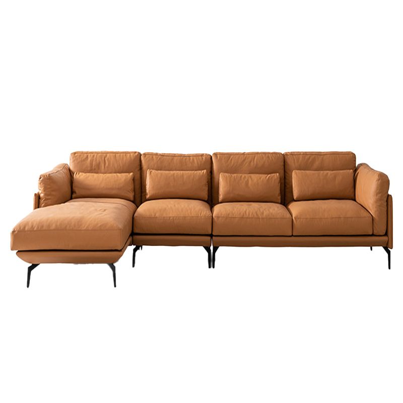 31"H Scandinavian Sectional Sofa Leather Sectional with Bostol Pillows
