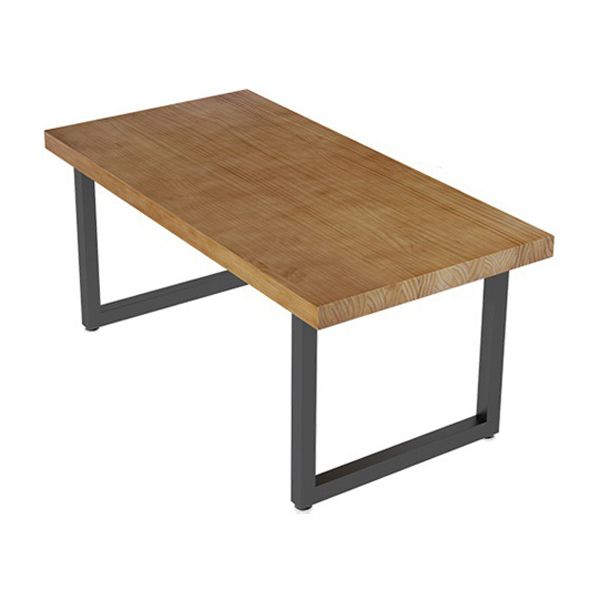 Metal Industrial Rectangle Furniture Pine Solid Wood Top Dining Table with Sled Base