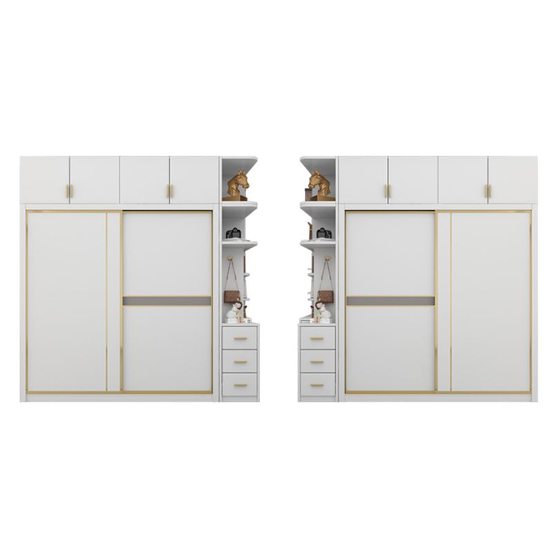 Modern White Wardrobe for Home Manufactured Wood Cabinet with Sliding Doors
