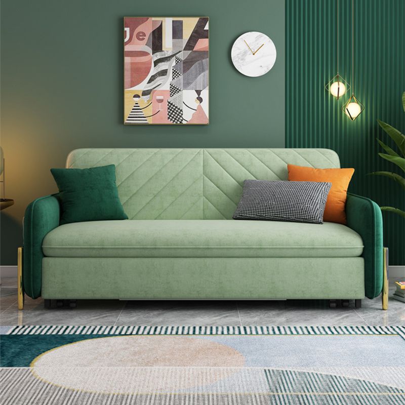 2/3-Seater Modern Sofa in Green Square Arm Sofa Bed with Storage