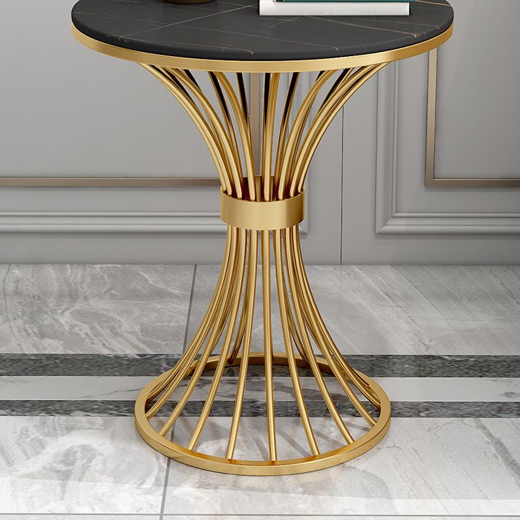 Metal Traditional Luxury Round Table 29.5"H Stone Top Dining Table with Pedestal Base