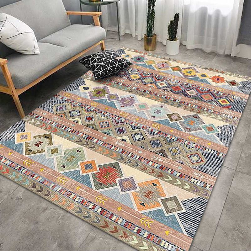 Bedroom Carpet Morocco Print Indoor Rug Polyester Area Rug with Non-Slip Backing
