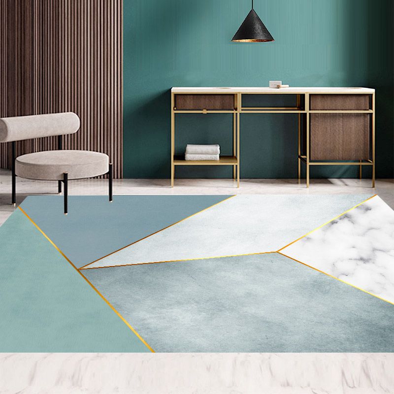 Multicolor Casual Rug Polyester Carpet Ink Blooming Indoor Rug Anti-Slip Backing for Living Room