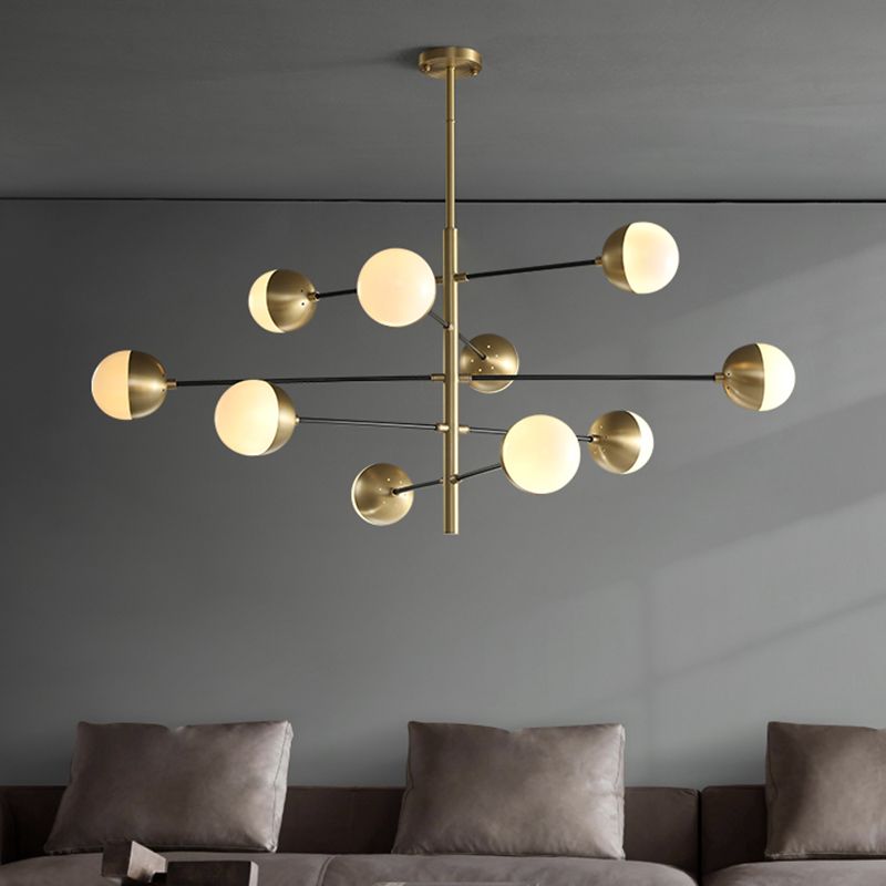 Lampadella in ottone in ottone in stile post-moderno in metallo + glass sfera di stile molecolare accompagnamento in oro