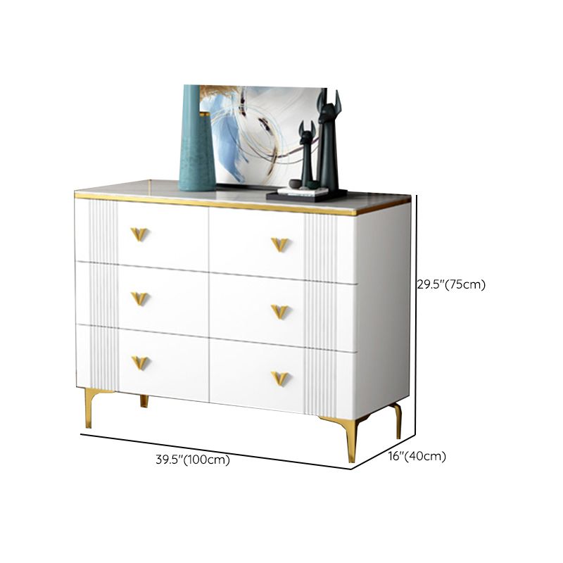 Glam Chest Bedroom Stone 15.7" Wide Chest in White with Drawers