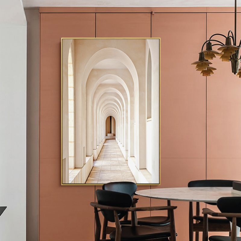 Moderne gebogen hal kunstprint eetkamer wanddecoratie in lichte kleur, optionele maten