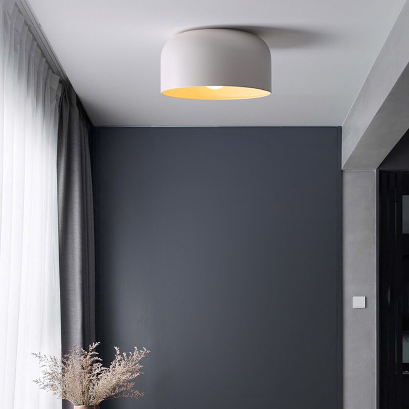 Dome / Cone 1 - Light Flush Mount in Black / White Finish Iron Modern Flush