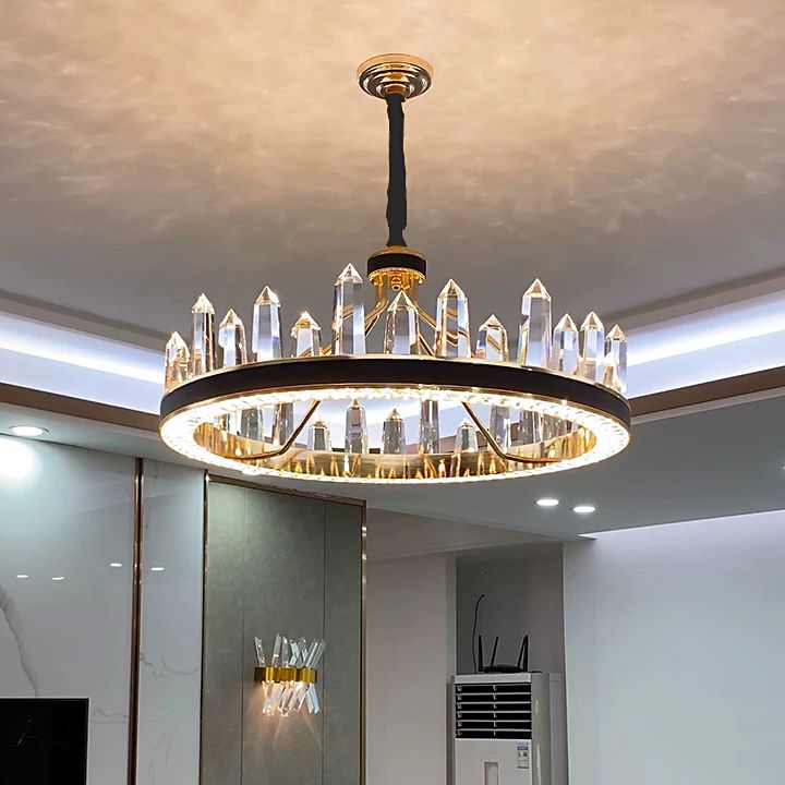 Contemporary Chandelier Light Fixture K9 Crystal Pendant Chandelier in Black