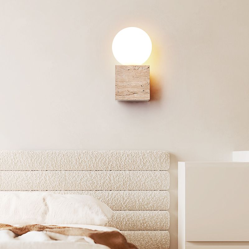 Contemporary White Shade Wall Sconce Lighting Glass Shade Wall Lamp for Bedroom