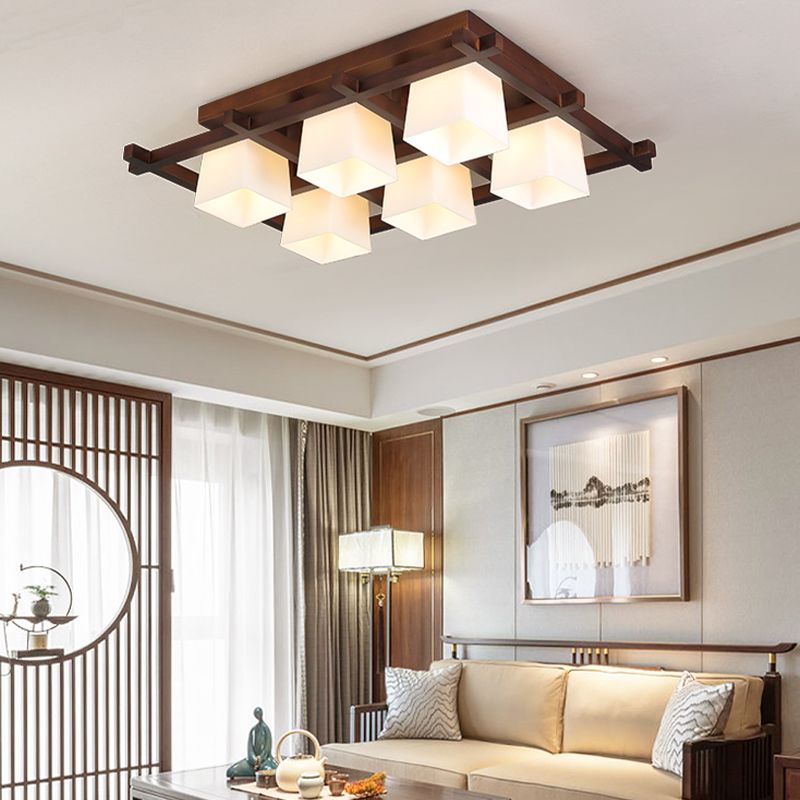 Modern Simple Wooden Ceiling Light Geometry Shape Ceiling Lamp for Bedroom
