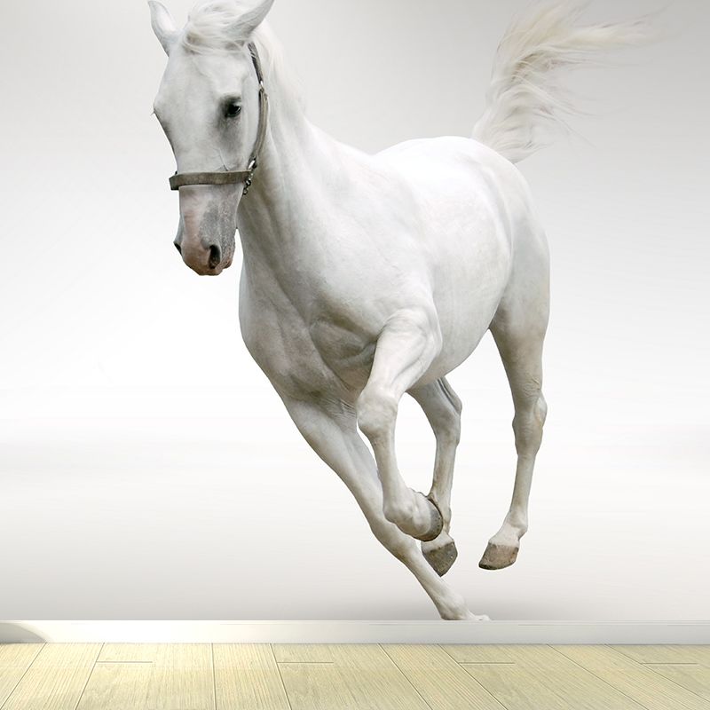 Pastel Color Running Horse Mural Wallpaper Animals Contemporary Stain-Proof Wall Art