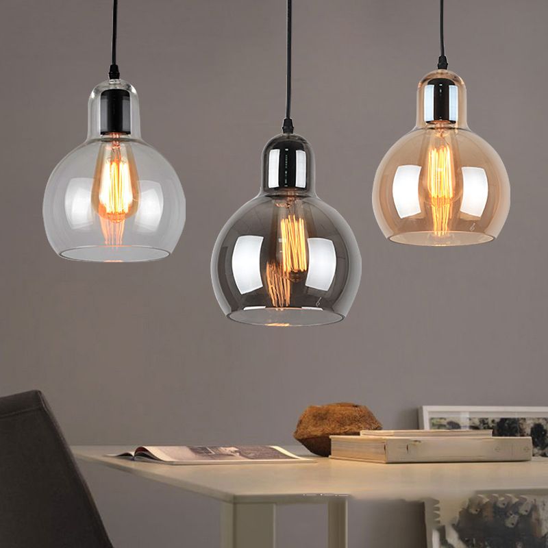 Glass Black Pendant Light in Modern Creative Style Aluminium Globe Hanging Lamp for Interior Spaces