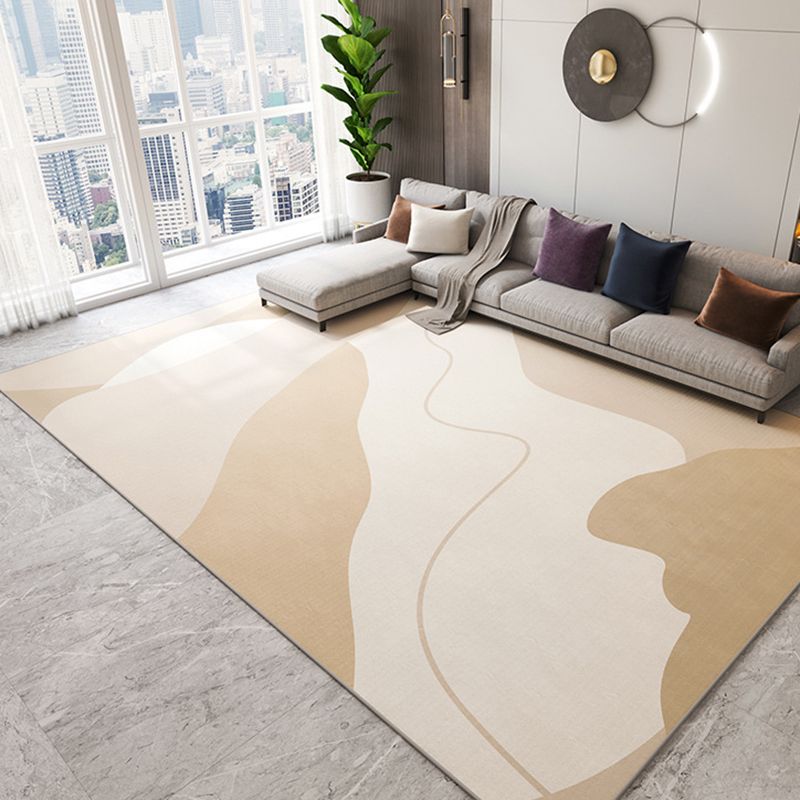 Light Brown Modern Rug Blending Color Piece Rug Washable Rug for Living Room