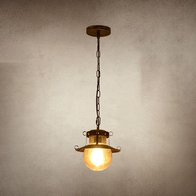 In stile industriale a forma di globo vetro leggero 1 lampada appesa alla luce in chiaro
