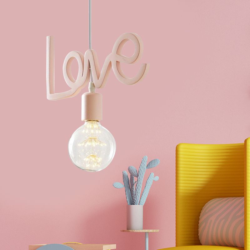 MACHAROON LAMPAGGIO BARB RESIN LAMPINA 1 ciondolo soggiorno in lampadina in rosa con design delle lettere