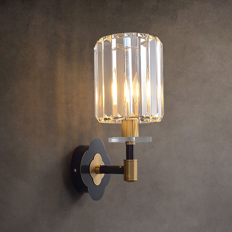 Modern Style Cylinder Wall Light Crystal 1 Light Sconces for Bedroom