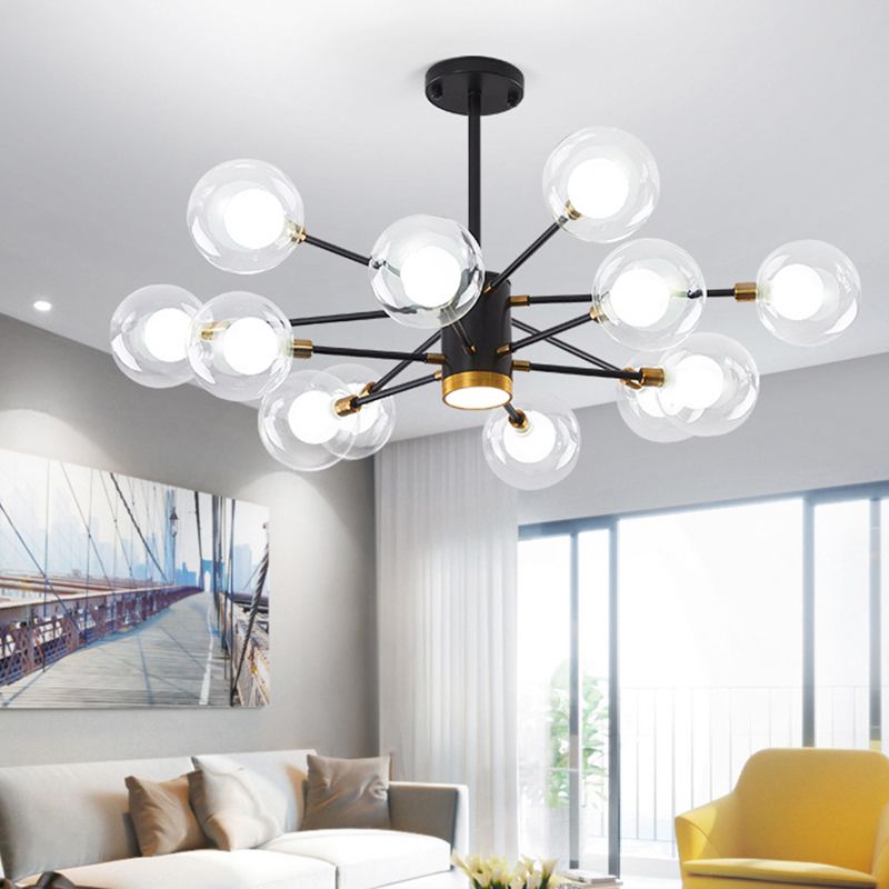 Kugelförmige Form Kronleuchter leichter moderne Glasglas Multi -Licht -Hanglampe für Schlafzimmer