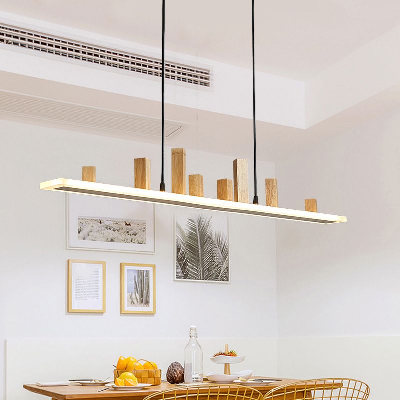 Wood Linear Island Lighting Modern 1-Light Island Pendant Lights