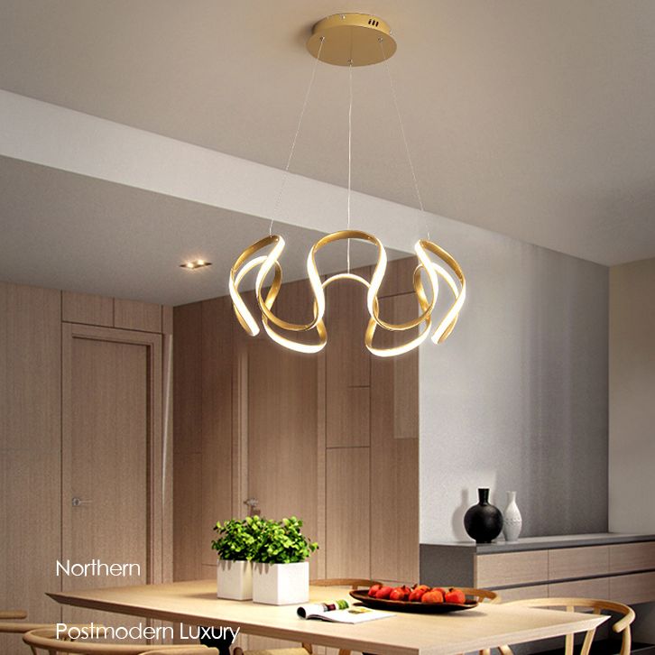 Luz colgante de LED de metal en moderna luz de techo lineal de estilo conciso con sombra de gel de sílice