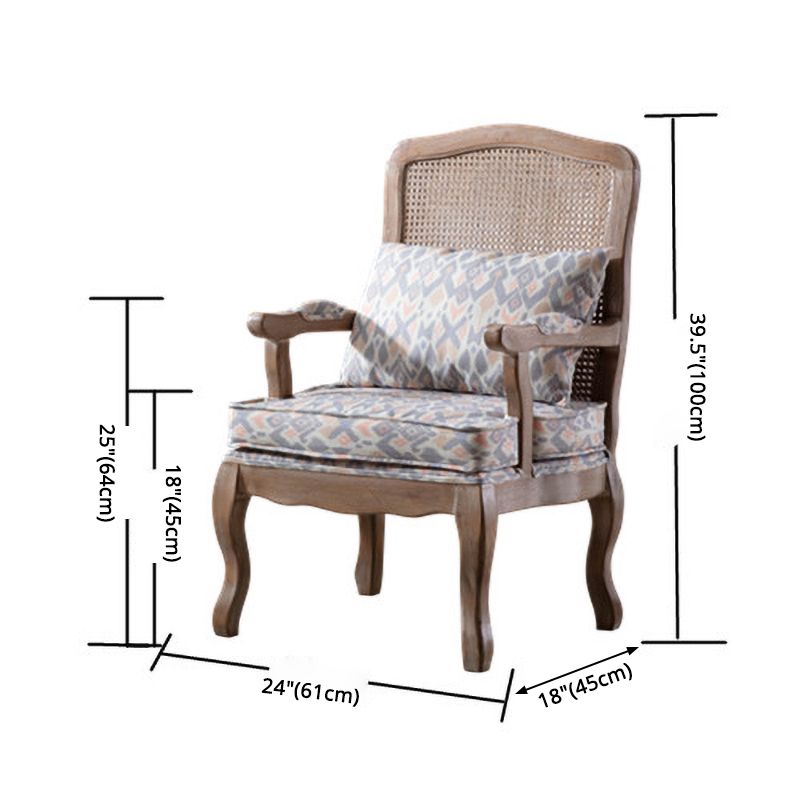 Country Style Dining Arm Chair Solid Back Chair with 4 Wood Legs for Home Use