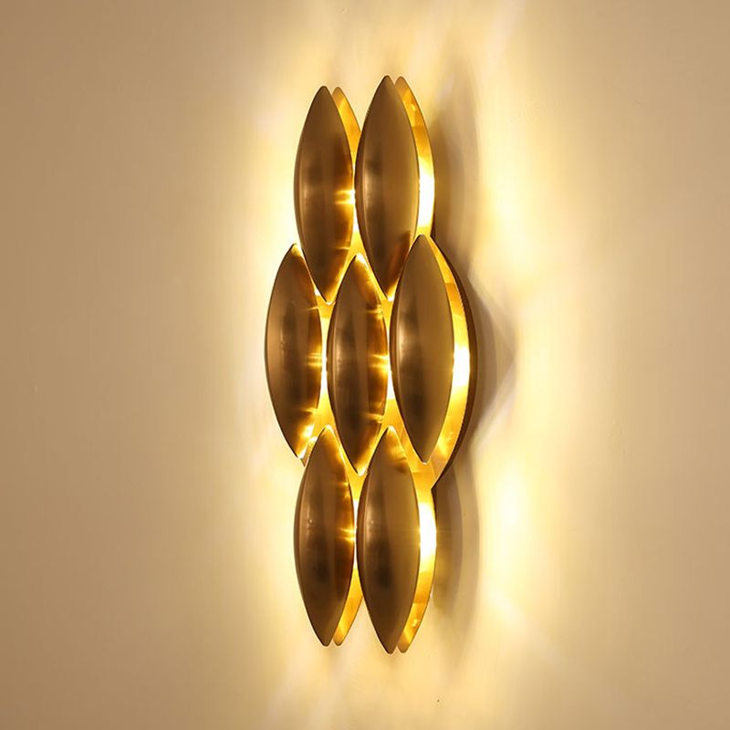 Brass Geometric LED Wall Sconce in Modern Luxury Style Wrought Iron Wall Lamp for Interior Spaces