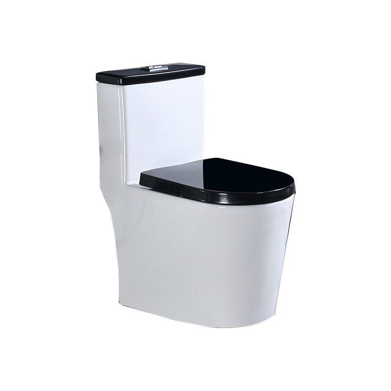 Floor Mount Toilet Black and White Toilet with Siphon Jet Water-saving Function