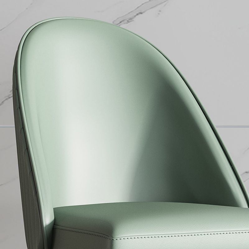 Glam Faux Leather Dining Chairs Armless Side Chairs with Wood Legs for Kitchen