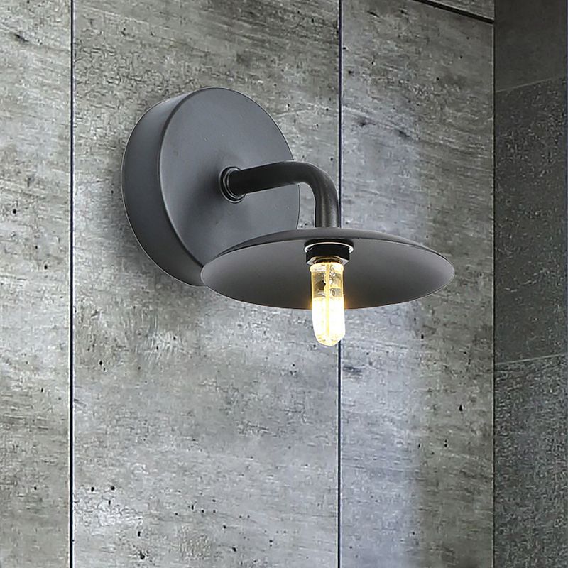 Shade Flat Metal Wall Lightsing Industrial Vintage 1 Light Bedroom Light en negro